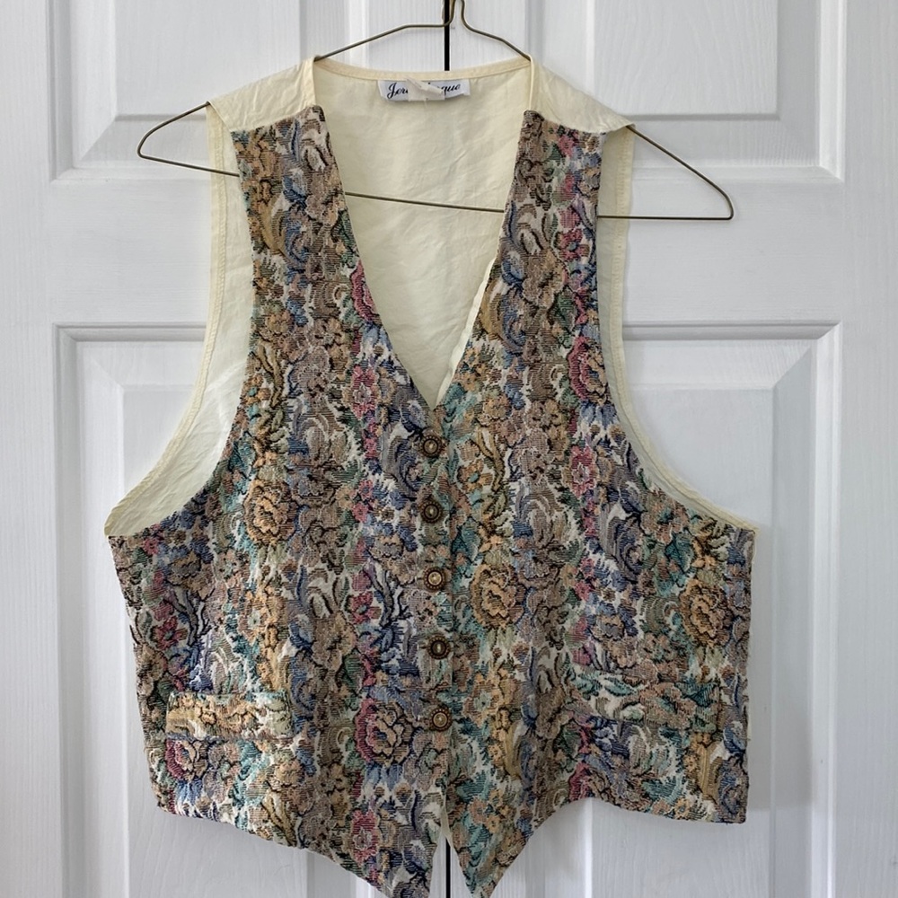 Vintage Jeri Marque tapestry pattern vest medium